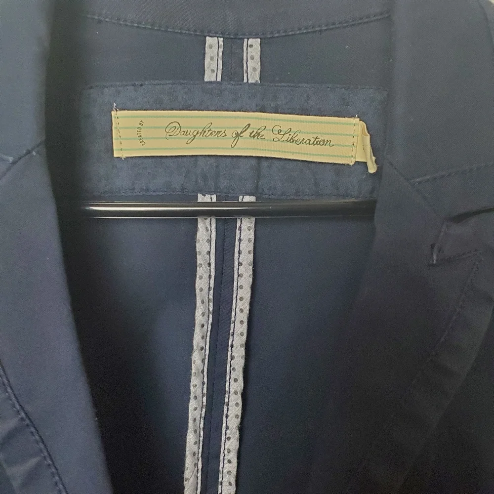 Anthropologie Daughters of the Liberation Size 10 Navy Blue Cotton Blazer Jacket - Picture 8 of 8